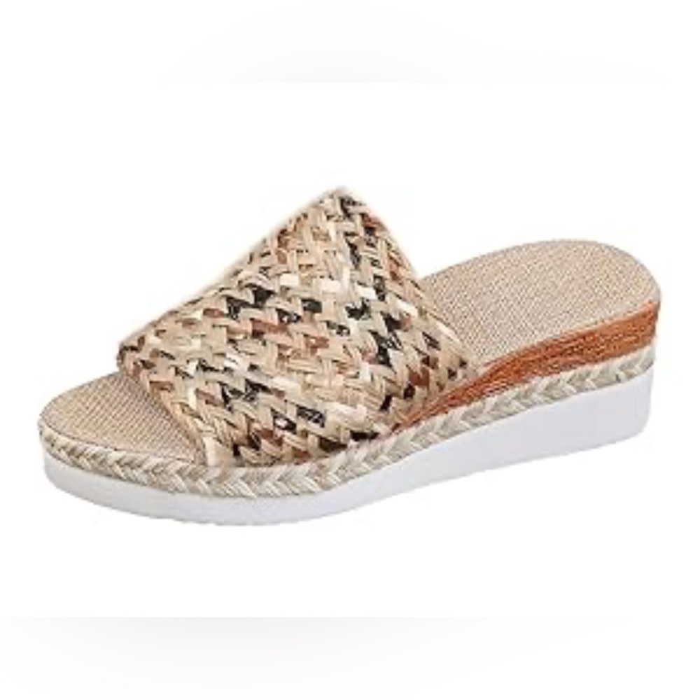 NWT - Woven Tan Slide Sandals - Womens Size 9